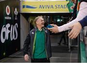 18 November 2017; Ireland head coach Joe Schmidt is greeted by supporters prior to the Guinness Series International match between Ireland and Fiji at the Aviva Stadium in Dublin. Photo by Seb Daly/Sportsfile