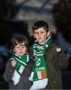 18 November 2017; Ireland supporters Ryan Slattery, left, age 4, and Robert Slattery, age 6, both from Dublin, prior to the Guinness Series International match between Ireland and Fiji at the Aviva Stadium in Dublin. Photo by Eóin Noonan/Sportsfile