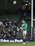 18 November 2017; Joey Carbery of Ireland warms-up prior to the Guinness Series International match between Ireland and Fiji at the Aviva Stadium in Dublin. Photo by Seb Daly/Sportsfile