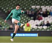 18 November 2017; Joey Carbery of Ireland warms-up prior to the Guinness Series International match between Ireland and Fiji at the Aviva Stadium in Dublin. Photo by Seb Daly/Sportsfile