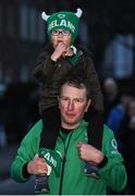 18 November 2017; Ireland supporters Padraig Keating with his son Séan, age 5, from Carlow, prior to the Guinness Series International match between Ireland and Fiji at the Aviva Stadium in Dublin. Photo by Eóin Noonan/Sportsfile