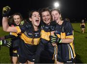 18 November 2017; Mourneabbey players, from left, Mimear Meaney, Emma Coakley, and Ciara O'Callaghan celebrate after the All-Ireland Ladies Football Senior Club Championship semi-final match between Foxrock Cabinteely and Mourneabbey at Bray Emmets in Wicklow.  Photo by Matt Browne/Sportsfile