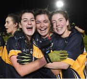 18 November 2017; Mourneabbey players, from left, Mimear Meaney, Emma Coakley, and Ciara O'Callaghan celebrate after the All-Ireland Ladies Football Senior Club Championship semi-final match between Foxrock Cabinteely and Mourneabbey at Bray Emmets in Wicklow.  Photo by Matt Browne/Sportsfile