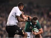 18 November 2017; Rob Herring of Ireland is tackled by Leone Nakarawa of Fiji during the Guinness Series International match between Ireland and Fiji at the Aviva Stadium in Dublin. Photo by Seb Daly/Sportsfile