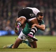 18 November 2017; Timoci Nagusa of Fiji is tackled by Dave Kearney of Ireland during the Guinness Series International match between Ireland and Fiji at the Aviva Stadium in Dublin. Photo by Seb Daly/Sportsfile