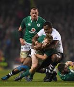 18 November 2017; Kieran Marmion of Ireland is tackled by Leone Nakarawa of Fiji during the Guinness Series International match between Ireland and Fiji at the Aviva Stadium in Dublin. Photo by Eóin Noonan/Sportsfile