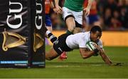 18 November 2017; Henry Seniloli of Fiji scores his side's first try during the Guinness Series International match between Ireland and Fiji at the Aviva Stadium in Dublin. Photo by Sam Barnes/Sportsfile