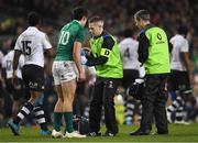 18 November 2017; Joey Carbery of Ireland receives treatment by the team doctor during the Guinness Series International match between Ireland and Fiji at the Aviva Stadium in Dublin. Photo by Eóin Noonan/Sportsfile
