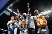18 November 2017; Zolani Tete celebrates defeating Siboniso Gonya in their WBO bantamweight title bout at the SSE Arena in Belfast. Photo by Ramsey Cardy/Sportsfile