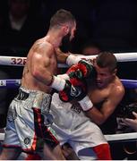 18 November 2017; Jono Carroll, left, in action against Humberto De Santiago during their IBF Intercontinental super featherweight title bout at the SSE Arena in Belfast. Photo by David Fitzgerald/Sportsfile