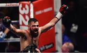 18 November 2017; Jono Carroll celebrates after defeating Humberto De Santiago in their IBF Intercontinental super featherweight title bout at the SSE Arena in Belfast. Photo by David Fitzgerald/Sportsfile