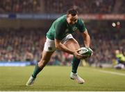 18 November 2017; Dave Kearney of Ireland on his way to scoring his side's second try during the Guinness Series International match between Ireland and Fiji at the Aviva Stadium in Dublin. Photo by Seb Daly/Sportsfile
