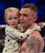 18 November 2017; Carl Frampton and daughter Carla following his featherweight bout at the SSE Arena in Belfast. Photo by Ramsey Cardy/Sportsfile