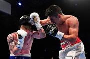 18 November 2017; Carl Frampton, left, in action against Horacio Garcia during their featherweight bout at the SSE Arena in Belfast. Photo by Ramsey Cardy/Sportsfile