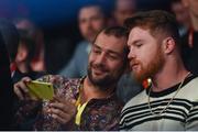 18 November 2017; Boxer Saúl &quot;Canelo&quot; Álvarez has his photograph taken with a supporter at the SSE Arena in Belfast. Photo by Ramsey Cardy/Sportsfile