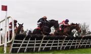 19 November 2017; Top Othe Ra, with David Mullins up, right, leads Yaha Fizz, with Ryan Treacy up, over the last on their way to winning the handicap hurdle at Punchestown Racecourse in Naas, Co Kildare. Photo by Ramsey Cardy/Sportsfile
