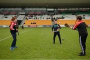 19 November 2017; Mount Leinster Rangers supporters, from left, Padraig Cavanagh, age 12, Jack Cummins, age 12, and Jack Foley, age 11, puck around on the pitch prior to the AIB Leinster GAA Hurling Senior Club Championship Semi-Final match between Kilcormac - Killoughey and Mount Leinster Rangers at O'Connor Park in Tullamore, Co Offaly. Photo by Seb Daly/Sportsfile