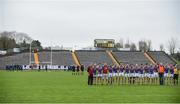 19 November 2017; Both teams stand for a minutes silence ahead of the AIB Ulster GAA Football Senior Club Championship Semi-Final Replay match between Cavan Gaels and Derrygonnelly Harps at St Tiernach's Park in Clones, Monaghan. Photo by Sam Barnes/Sportsfile