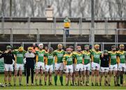 19 November 2017; Kilcormac - Killoughey players during the national anthem prior to the AIB Leinster GAA Hurling Senior Club Championship Semi-Final match between Kilcormac - Killoughey and Mount Leinster Rangers at O'Connor Park in Tullamore, Co Offaly. Photo by Seb Daly/Sportsfile