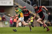 19 November 2017; Daniel Currams of Kilcormac - Killoughey in action against Willie Hickey, centre, and David Phelan of Mount Leinster Rangers during the AIB Leinster GAA Hurling Senior Club Championship Semi-Final match between Kilcormac - Killoughey and Mount Leinster Rangers at O'Connor Park in Tullamore, Co Offaly. Photo by Seb Daly/Sportsfile