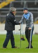 19 November 2017; Injured Na Piarsaigh player Shane Dowling with Doctor Tadhg O'Sullivan, who treated Dowling, and whose sons David, Tim, Barry and Brian are in the Ballygunner squad, before the AIB Munster GAA Hurling Senior Club Championship Final match between Na Piarsaigh and Ballygunner at Semple Stadium in Thurles, Co Tipperary. Photo by Piaras Ó Mídheach/Sportsfile