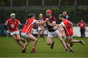 19 November 2017; Daithi Waters of St. Martin's in action against Colum Sheanon, left, and Nicky Kenny of Cuala during the AIB Leinster GAA Hurling Senior Club Championship Semi-Final match between Cuala and St Martin's GAA Club at Parnell Park in Dublin. Photo by Cody Glenn/Sportsfile