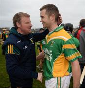 19 November 2017; Kilcormac - Killoughey manager Stephen Byrne, left, congratulates Daniel Currams following their side's victory during the AIB Leinster GAA Hurling Senior Club Championship Semi-Final match between Kilcormac - Killoughey and Mount Leinster Rangers at O'Connor Park in Tullamore, Co Offaly. Photo by Seb Daly/Sportsfile