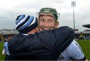 19 November 2017; William O'Donoghue of Na Piarsaigh celebrates with a supporter after the AIB Munster GAA Hurling Senior Club Championship Final match between Na Piarsaigh and Ballygunner at Semple Stadium in Thurles, Co Tipperary. Photo by Piaras Ó Mídheach/Sportsfile