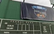 19 November 2017; The scoreboard ahead of the AIG Super 11's Fenway Classic Semi-Final match between Dublin and Galway at Fenway Park in Boston, MA, USA. Photo by Brendan Moran/Sportsfile