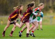 19 November 2017; Cora Staunton of Carnacon in action against Niamh McGirr of St Macartan's during the All-Ireland Ladies Football Senior Club Championship Semi-Final match between St Macartan's and Carnacon at Fr. Hackett Park in Augher, Tyrone. Photo by Oliver McVeigh/Sportsfile