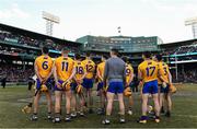 19 November 2017; The Clare team stand for the national anthem before the AIG Super 11's Fenway Classic Final match between Clare and Galway at Fenway Park in Boston, MA, USA. Photo by Brendan Moran/Sportsfile