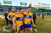 19 November 2017; Andrew Fahy, left, and Shane O’Donnell of Clare celebrate after the AIG Super 11's Fenway Classic Final match between Clare and Galway at Fenway Park in Boston, MA, USA. Photo by Brendan Moran/Sportsfile