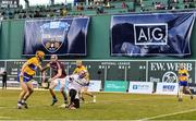 19 November 2017; Conor McGrath of Clare in action against Cathal Mannion and Colm Callanan of Galway during the Players Champions Cup after the AIG Super 11's Fenway Classic Final match between Clare and Galway at Fenway Park in Boston, MA, USA. Photo by Brendan Moran/Sportsfile