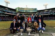19 November 2017; Members of the Dublin Senior Men's Football team and the Dublin Senior Ladies Football team with the Sam Maguire Cup and the Brendan Martin Cup at the Players Champions Cup after the AIG Super 11's Fenway Classic Final match between Clare and Galway at Fenway Park in Boston, MA, USA. Photo by Brendan Moran/Sportsfile
