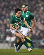 18 November 2017; Darren Sweetnam of Ireland on his way to scoring his side's first try during the Guinness Series International match between Ireland and Fiji at the Aviva Stadium in Dublin. Photo by Eóin Noonan/Sportsfile