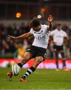 18 November 2017; Ben Volavola of Fiji kicks a penalty during the Guinness Series International match between Ireland and Fiji at the Aviva Stadium in Dublin. Photo by Sam Barnes/Sportsfile