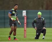 21 November 2017; Bundee Aki, left, and Jonathan Sexton during Ireland rugby squad training at Carton House in Maynooth, Co Kildare. Photo by Seb Daly/Sportsfile