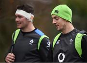 21 November 2017; Darren Sweetnam, right, and Peter O'Mahony arrive prior to Ireland rugby squad training at Carton House in Maynooth, Co Kildare. Photo by Seb Daly/Sportsfile
