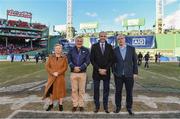 19 November 2017; In attendance during the AIG Super 11's Fenway Classic Final match between Clare and Galway, from left, An Tanáiste Frances Fitzgerald, T.D., Mark Lev, Managing Director, Fenway Sports Management, Dermot Earley, CEO, GPA, and Declan O'Rourke, General Manager AIG Ireland, at Fenway Park in Boston, MA, USA. Photo by Brendan Moran/Sportsfile