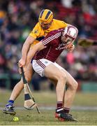 19 November 2017; Joseph Cooney of Galway in action against Cathal Malone of Clare during the AIG Super 11's Fenway Classic Final match between Clare and Galway at Fenway Park in Boston, MA, USA. Photo by Brendan Moran/Sportsfile