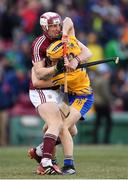 19 November 2017; Conor Whelan of Galway and Jack Browne of Clare during the AIG Super 11's Fenway Classic Final match between Clare and Galway at Fenway Park in Boston, MA, USA. Photo by Brendan Moran/Sportsfile