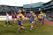 19 November 2017; The Galway and Clare teams walk in the parade prior to the AIG Super 11's Fenway Classic Final match between Clare and Galway at Fenway Park in Boston, MA, USA. Photo by Brendan Moran/Sportsfile