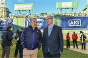 19 November 2017; Mark Lev, left, Managing Director, Fenway Sports Management and Declan O'Rourke, General Manager, AIG Ireland, during the AIG Super 11's Fenway Classic Final match between Clare and Galway at Fenway Park in Boston, MA, USA. Photo by Brendan Moran/Sportsfile