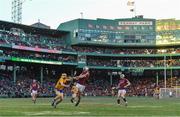 19 November 2017; Johnny Coen of Galway has a shot on goal despite the best efforts of David McInerney of Clare  during the AIG Super 11's Fenway Classic Final match between Clare and Galway at Fenway Park in Boston, MA, USA. Photo by Brendan Moran/Sportsfile