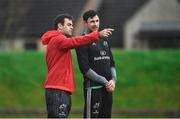 21 November 2017; Munster head coach Johann van Graan, left, and technical coach Felix Jones in conversation during Munster Rugby Squad Training at the University of Limerick in Limerick. Photo by Diarmuid Greene/Sportsfile