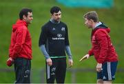 21 November 2017; Munster head coach Johann van Graan, left, technical coach Felix Jones, centre, and scrum coach Jerry Flannery in conversation during Munster Rugby Squad Training at the University of Limerick in Limerick. Photo by Diarmuid Greene/Sportsfile