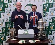 22 November 2017; Kilkenny manager Brian Cody with Regional Top Oil Manager James Fitzgerald in attendance at the Top Oil Leinster Senior A Hurling Championship Launch at St Kieran's College in Kilkenny. Photo by Matt Browne/Sportsfile