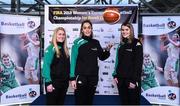 22 November 2017; In attendance as Basketball Ireland officially announce the venue for FIBA 2018 Women’s European Championship for Small Countries are, from left, Danielle O'Leary, Grainne Dwyer and Claire Rockall of Ireland at Mardyke Arena in Cork. Photo by Sam Barnes/Sportsfile