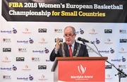 22 November 2017; Cllr. Terry Shannon, Deputy Lord Mayor, speaking as Basketball Ireland officially announce the venue for FIBA 2018 Women’s European Championship for Small Countries at Mardyke Arena in Cork. Photo by Sam Barnes/Sportsfile