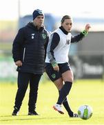 24 November 2017; Katie McCabe and assistant coach Tom O'Connor during a Republic of Ireland training session at the FAI National Training Centre in Abbotstown, Dublin. Photo by Stephen McCarthy/Sportsfile